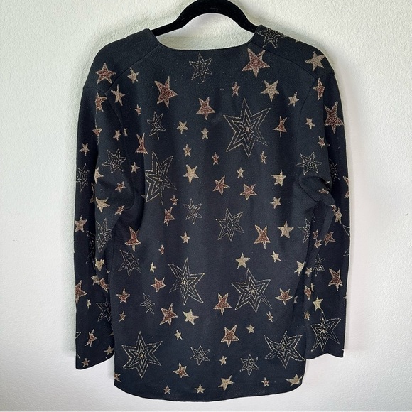 SAINT LAURENT Black Over-Sized Cardigan with Gold Star Details SZ M - Picture 9 of 9